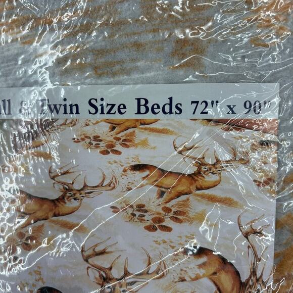 Vintage Owen Blanket Stag Full Twin Size Deer Buck Print 72 x 90 New Sealed USA - Picture 5 of 6